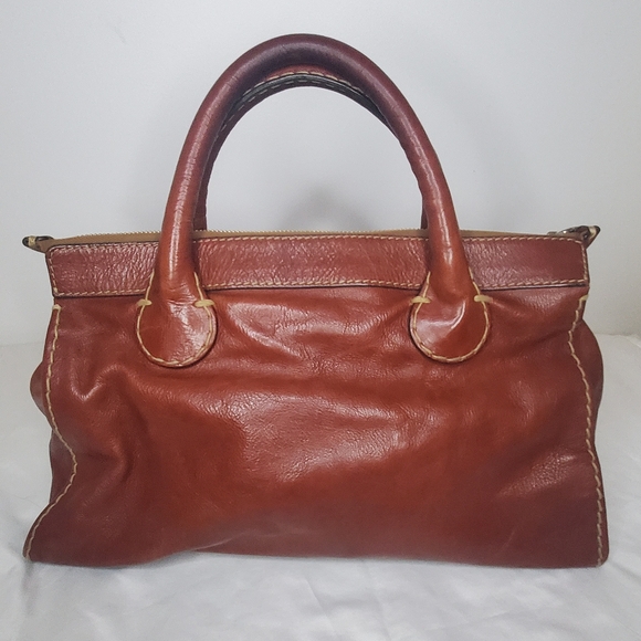 Chloe Vintage Edith -Boston Brown Buffalo Leather Satchel HandBag - Picture 3 of 16